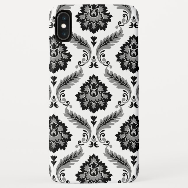 Rococo Damask Pattern Grey Black White Case-Mate iPhone Case (Back)
