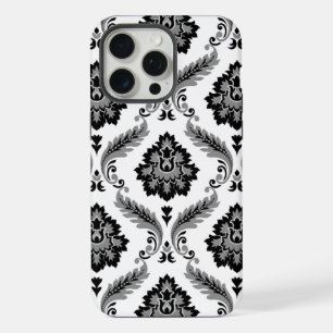 Rococo Damask Pattern Grey Black White iPhone 15 Pro Max Case