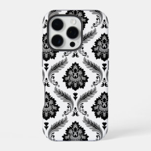 Rococo Damask Pattern Grey Black White iPhone 16 Pro Case