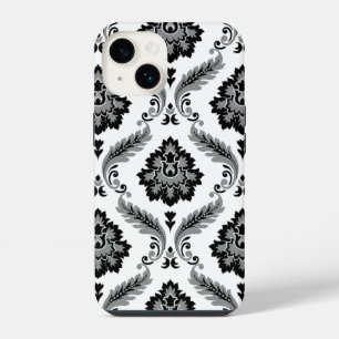 Rococo Damask Pattern Grey Black White iPhone 14 Case