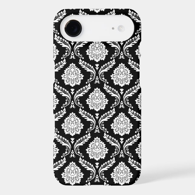 Rococo Damask Pattern White on Black  (Back)