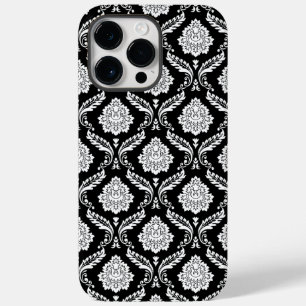 Rococo Damask Pattern White on Black Case-Mate iPhone 14 Pro Max Case
