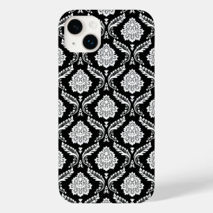 Rococo Damask Pattern White on Black Case-Mate iPhone 14 Plus Case