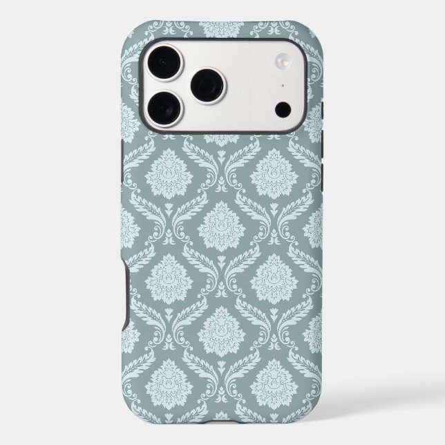 Rococo Damask Rpt Pattern Duck Egg Blue+Teal (Back)