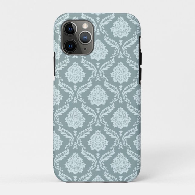 Rococo Damask Rpt Pattern Duck Egg Blue+Teal Case-Mate iPhone Case (Back)