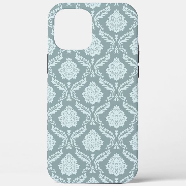 Rococo Damask Rpt Pattern Duck Egg Blue+Teal Case-Mate iPhone Case (Back)