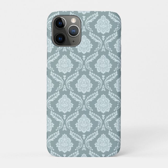 Rococo Damask Rpt Pattern Duck Egg Blue+Teal Case-Mate iPhone Case (Back)