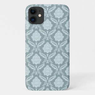 Rococo Damask Rpt Pattern Duck Egg Blue+Teal Case-Mate iPhone Case