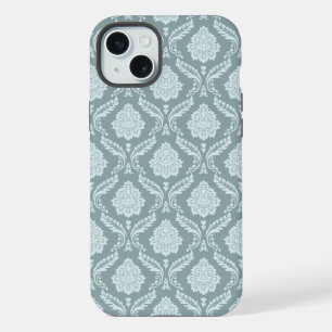 Rococo Damask Rpt Pattern Duck Egg Blue+Teal iPhone 15 Plus Case