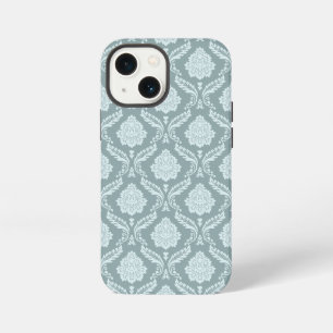 Rococo Damask Rpt Pattern Duck Egg Blue+Teal iPhone 13 Mini Case