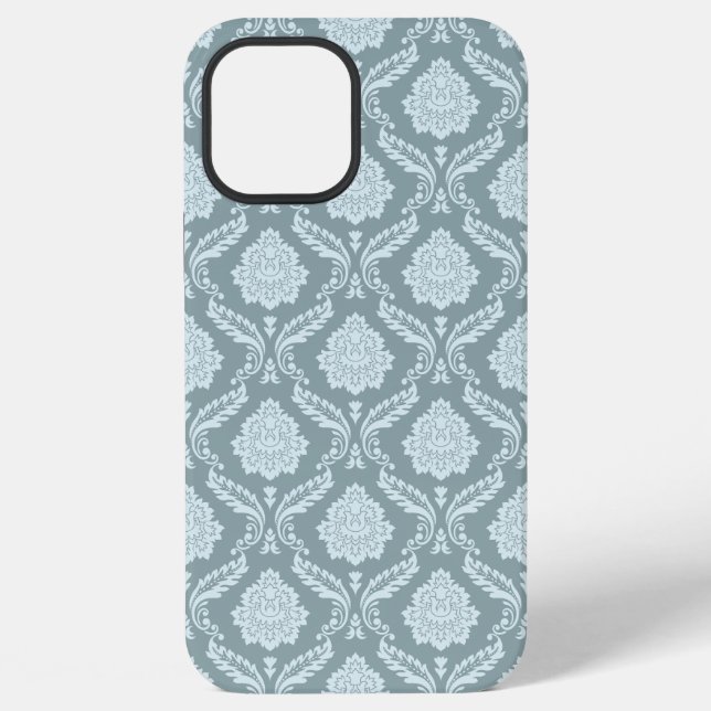 Rococo Damask Rpt Pattern Duck Egg Blue+Teal iPhone Case (Back)