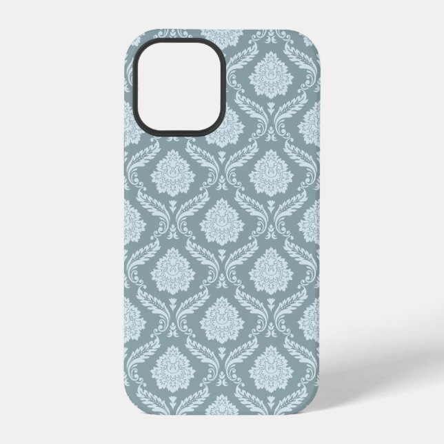 Rococo Damask Rpt Pattern Duck Egg Blue+Teal iPhone Case (Back)