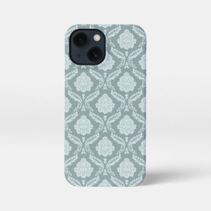 Rococo Damask Rpt Pattern Duck Egg Blue+Teal iPhone 13 Mini Case