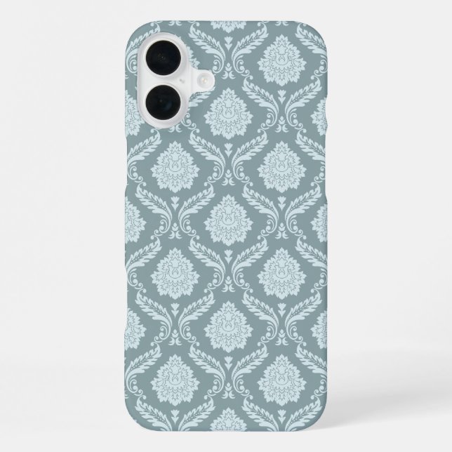 Rococo Damask Rpt Pattern Duck Egg Blue+Teal iPhone Case (Back)