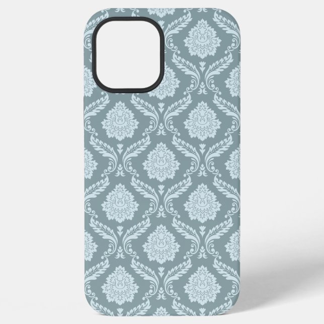 Rococo Damask Rpt Pattern Duck Egg Blue+Teal iPhone Case (Back)