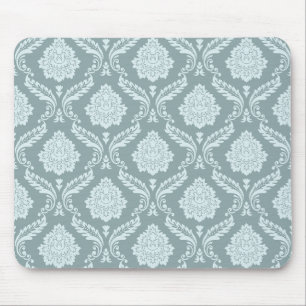 Rococo Damask Rpt Pattern Duck Egg Blue+Teal Mouse Pad