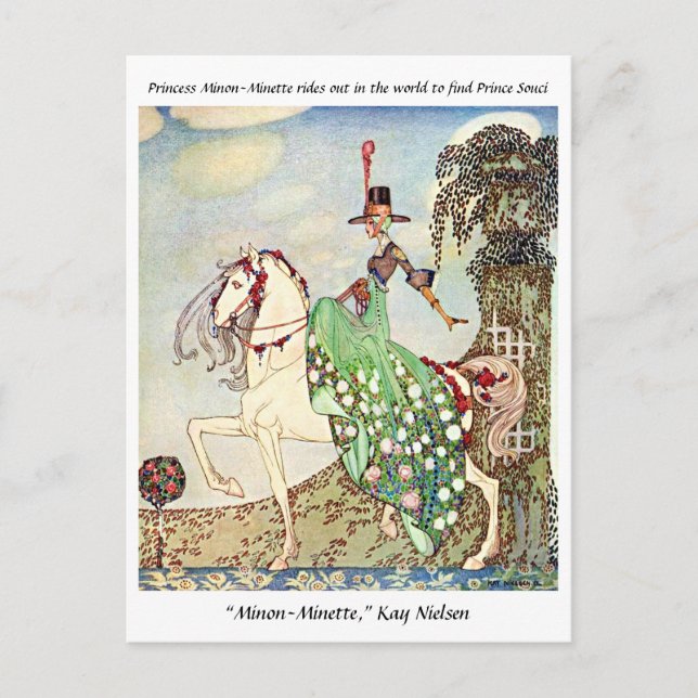 Rococo fairytale princess horseback riding  postcard (Front)