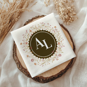 Rococo Floral Antique Frame Wedding Napkin