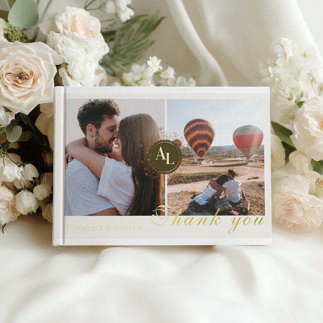 Rococo Floral Antique Frame Wedding Photo  Guest Book (Creator Uploaded)
