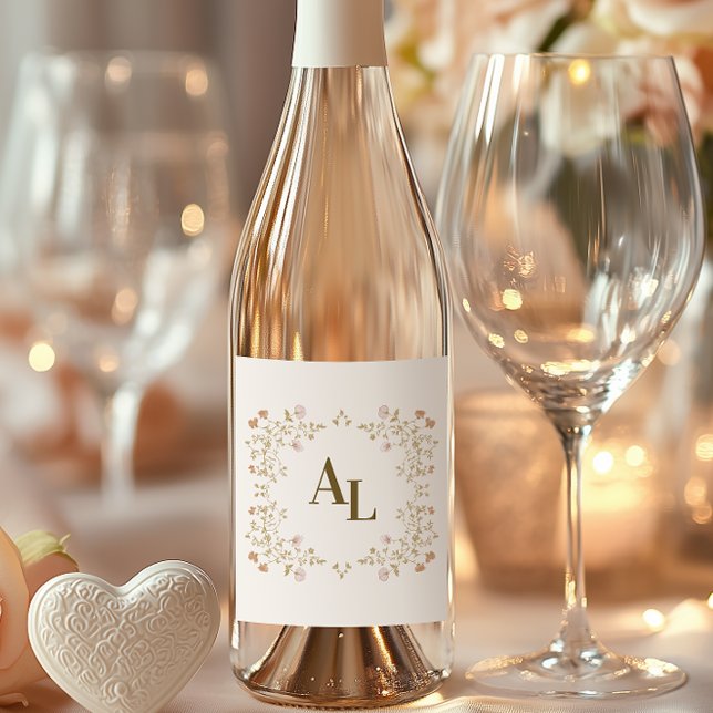 Rococo Floral Antique Frame Wedding Wine Label (Creator Uploaded)