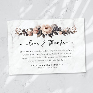 Rococo Floral Script Funeral Thank You Card