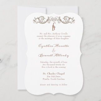 Rococo Florentine Monochrome Monogram Invitation