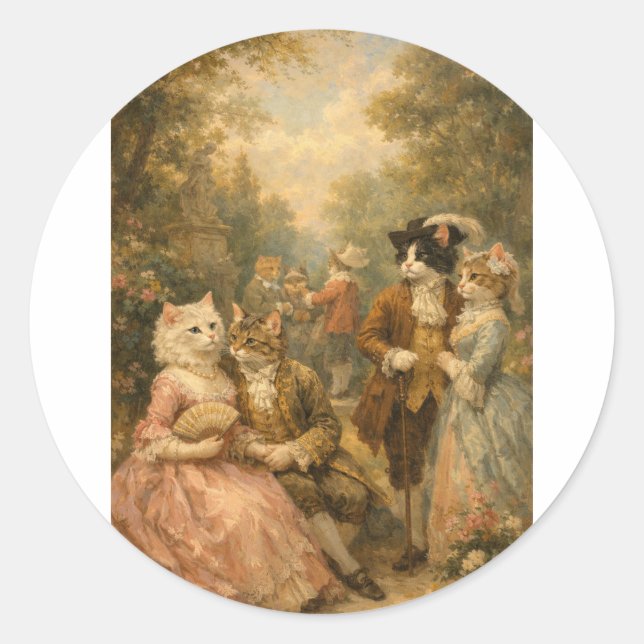 Rococo Garden Cats Gathering Sticker (Front)