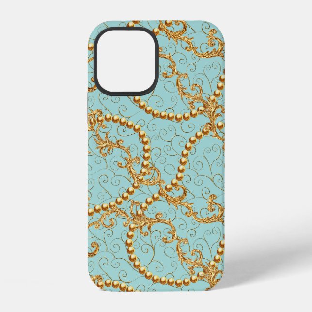 Rococo golden elements seamless pattern. Gold text iPhone Case (Back)