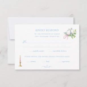 Rococo Hand Painted Wedding RSVP Card