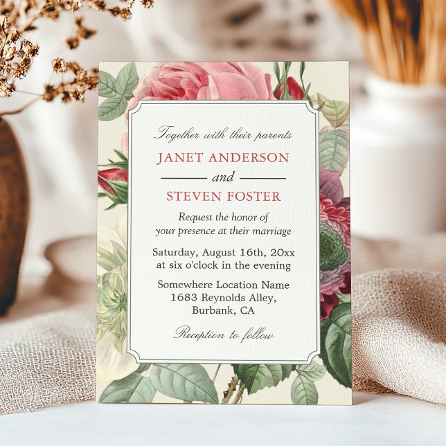 Rococo Inspo Vintage Botanical Floral Wedding Invitation (Creator Uploaded)