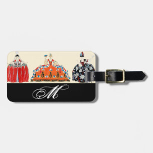 ROCOCO LADY ART DECO FASHION COSTUME MONOGRAM LUGGAGE TAG