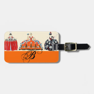 ROCOCO LADY ART DECO FASHION COSTUME MONOGRAM LUGGAGE TAG