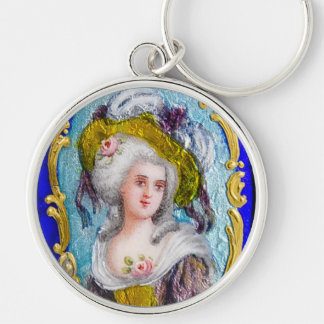 ROCOCO LADY WITH PINK ROSES KEY RING
