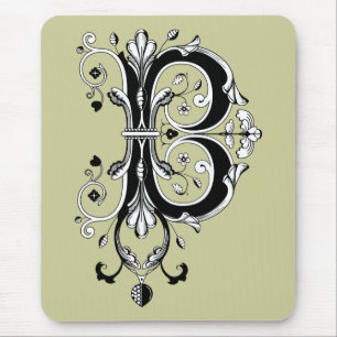 Rococo Monogram Letter B Mouse Pad