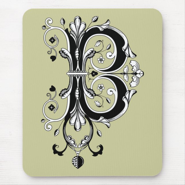 Rococo Monogram Letter B Mouse Pad (Front)