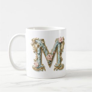 Rococo Monogram 'M' Mug for a Coffee Princess