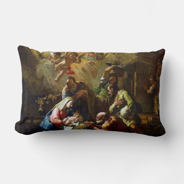 Rococo Nativity Scene Lumbar Cushion (Front)