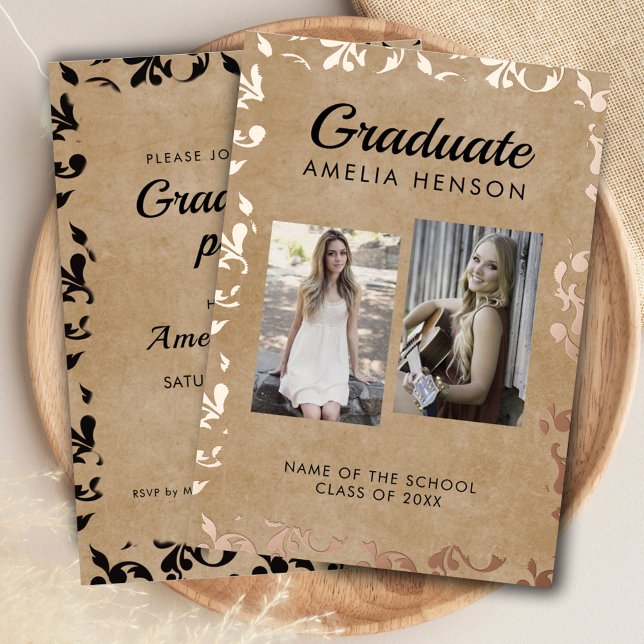 Rococo Old Paper Graduate Photo Collage Graduation (Creator Uploaded)