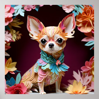 Rococo Pastel Colour Paper Chihuahua Poster