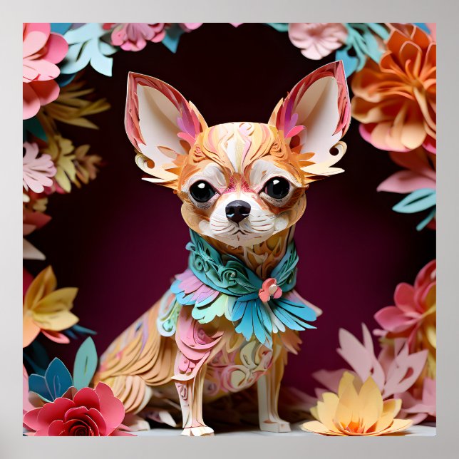 Rococo Pastel Colour Paper Chihuahua Poster (Front)