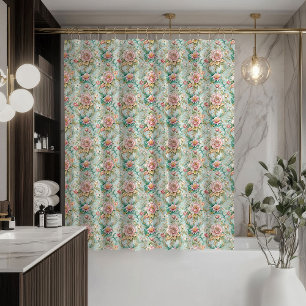 Rococo Pastel Curtain Soft Flowers for Décor