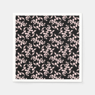 Rococo Pink Black Ornament Pattern Napkins
