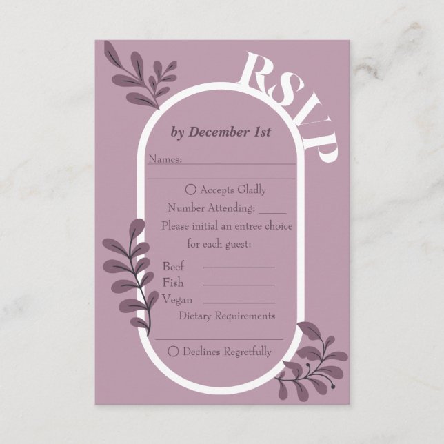 Rococo Pink Simple Wedding RSVP Card (Front)