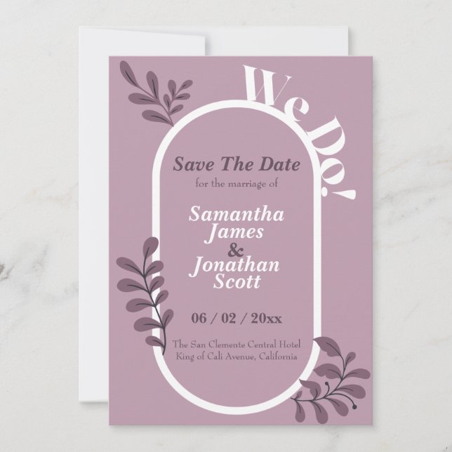 Rococo Pink Simple Wedding Save The Date Invitation (Front)