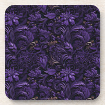 Rococo Realms: Dark Purple & Gold Coaster