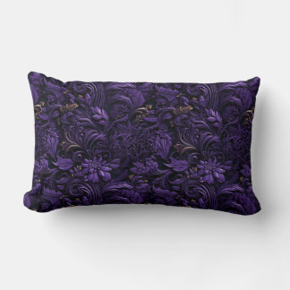 Rococo Realms: Dark Purple & Gold Intricate Pillow