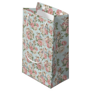 Rococo Revival Cherub Floral Toile Wrapping Paper Small Gift Bag