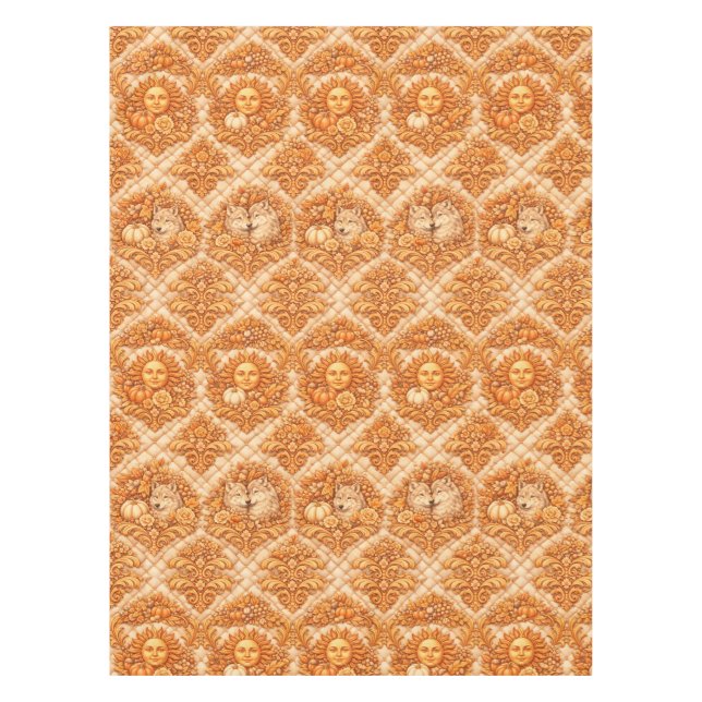 Rococo Revival Damask Nature Pattern Tablecloth (Front)