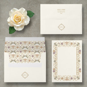 Rococo Revival Elegant Vintage Floral Wedding Envelope
