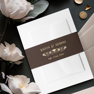 Rococo Revival Elegant Vintage Floral Wedding Invitation Belly Band